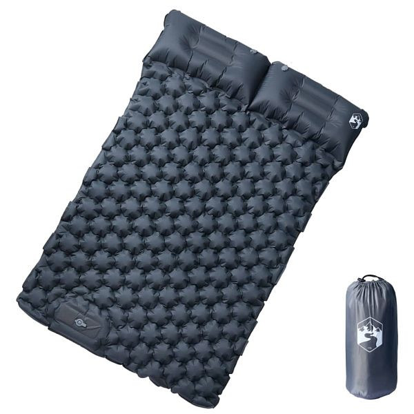 vidaXL Doppel-Isomatte mit Kissen Selbstaufblasend Grau, 4007099