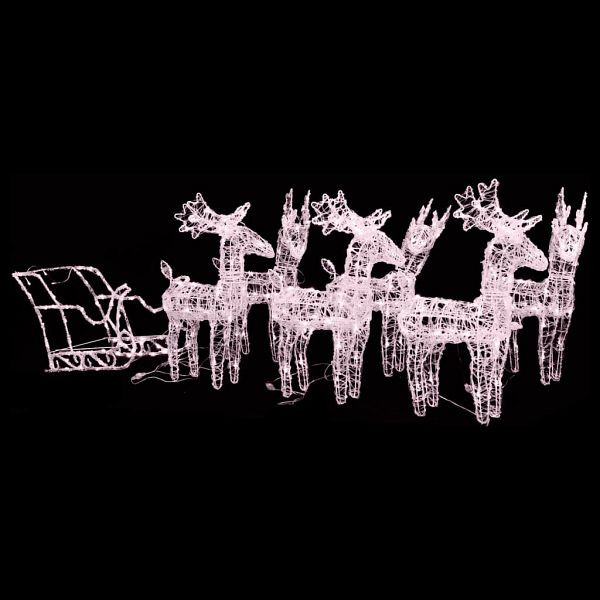 vidaXL Rentiere Schlitten Weihnachtsdekoration 320 LEDs Acryl, 3100423