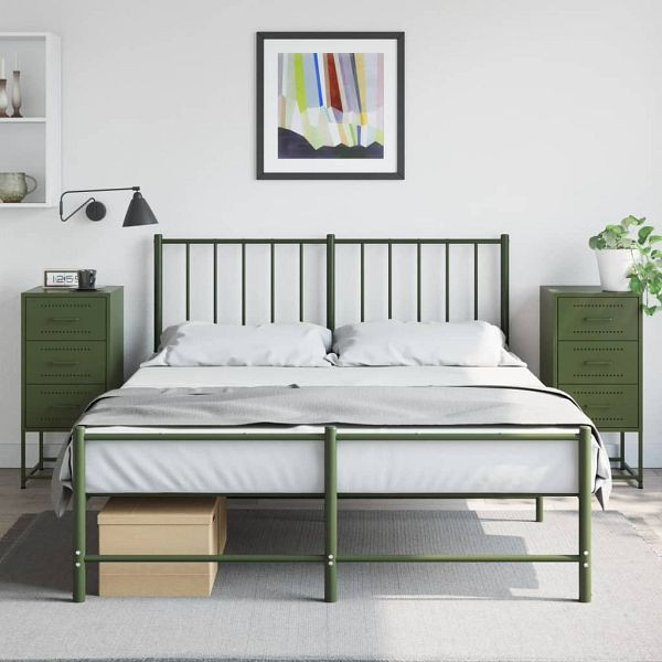 vidaXL Nachttische 2 Stück Olivgrün 36x39x78 cm Stahl, 846587