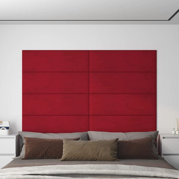 vidaXL Wandpaneele 12 Stück Weinrot 90x30 cm Samt 3,24 m², 343923