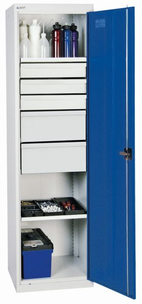 stumpf Werkzeug- und Materialschrank Serie 2000, 7035/5010, 2 Fachböden, Schubladen: 3 x 100, 2 x 200 mm, 2005674