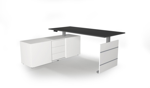 Kerkmann Komplettarbeitsplatz Move 3 tube elektrisch höhenverstellbar, B x 1800 x T 800 x H 740 mm, Ausführung links, Anthrazit, 102364.1