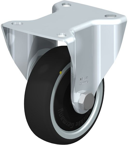 Blickle BK-PATH 100K-1-ELS-FK Stahlblech-Bockrolle, schwere Ausführung, mit Anschraubplatte, Thermoplastisches Polyurethan, Grau, 852283