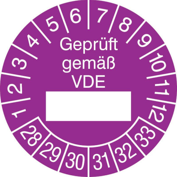 Stein HGS Prüfplaketten mit Jahresfarbe (6 Jahre), violett, 2028-2033, 31.0807-28