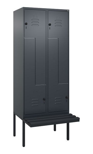 C+P Z-Spind Classic PLUS, Bank, 4 Abteile, 2120x800x815mm, 7016/7016, Drehriegel, 0800437-224 S10042