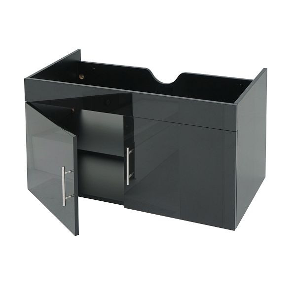 Mendler Waschbeckenunterschrank HWC-D16, Waschtischunterschrank Waschtisch Unterschrank Badmöbel, FSC® hochglanz 90cm, schwarz, 62243