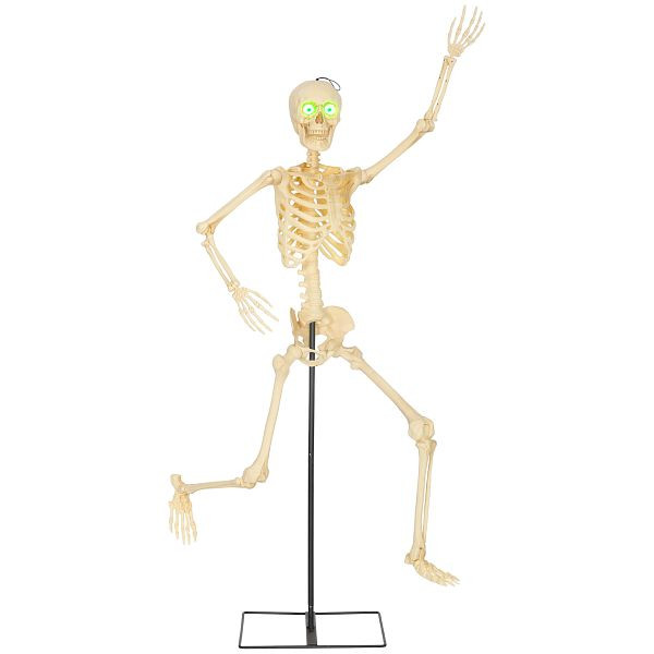 Outsunny Skelett-Figur, Halloween-Dekoration, bewegliche Arme und Beine, Geräusch-Aktivierung, leuchtende Augen, 84J-094V00YL