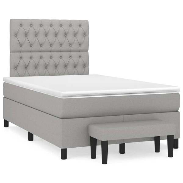 vidaXL Boxspringbett mit Matratze Hellgrau 120x190 cm Stoff, 3270376