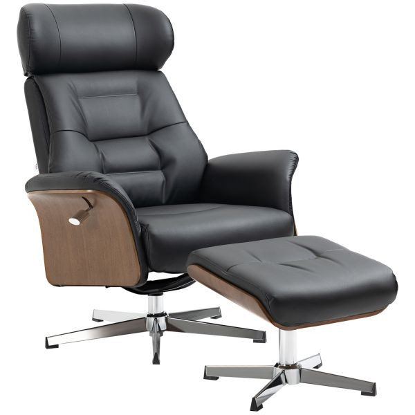 HOMCOM Relaxsessel mit Hocker, Fernsehsessel mit Liegefunktion Ruhesessel, 839-550V00BK