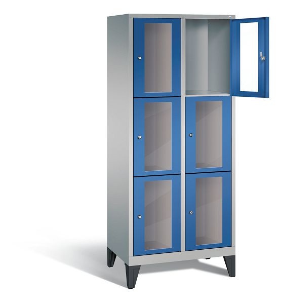 C+P Schließfachschrank Classic, H1850xB810xT500mm, Farbe: Weißaluminium / Enzianblau, 8010A223 S10010