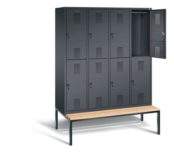 C+P Spind doppelstöckig Evolo, H2090xB1590xT810mm, Farbe: Schwarzgrau, 48350-42 S10014