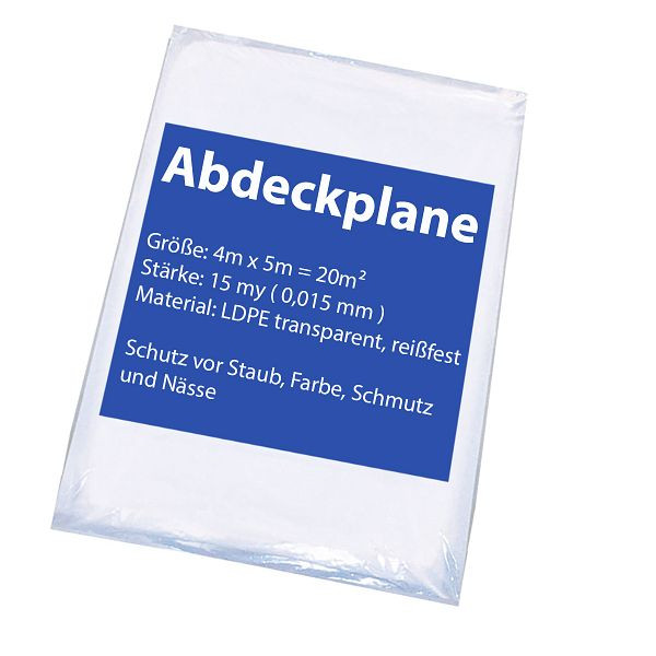 VaGo-Tools Malerplane Abdeckfolie 4x5m 15my, VE: 5 Stück, 404-5-15x5_vx