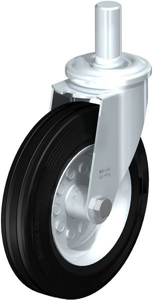 Blickle LEZ-VE 200R-27 Stahlblech-Lenkrolle mit Zapfen, Vollgummi, Schwarz, 576827