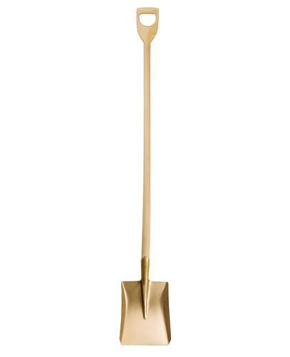 DENIOS Randschaufel mit D-Stiel, 240 x 290 x 1150 mm, Sonderbronze, funkenfrei, 265043