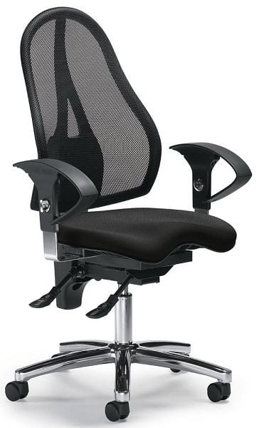 Deskin Bürodrehstuhl SITNESS 40 NET inkl. Armlehnen, Fußkreuz Stahl verchromt, Bezug Stoff Basic G, Farbe schwarz, 258258