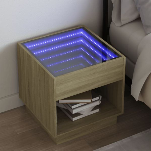 vidaXL Nachttisch mit Infinity-LED Sonoma-Eiche 50x50x50 cm, 3284086