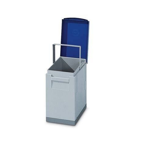 DENIOS Wertstoffsammelstation, mit rotem Klappdeckel, 15 Liter Volumen, 115994