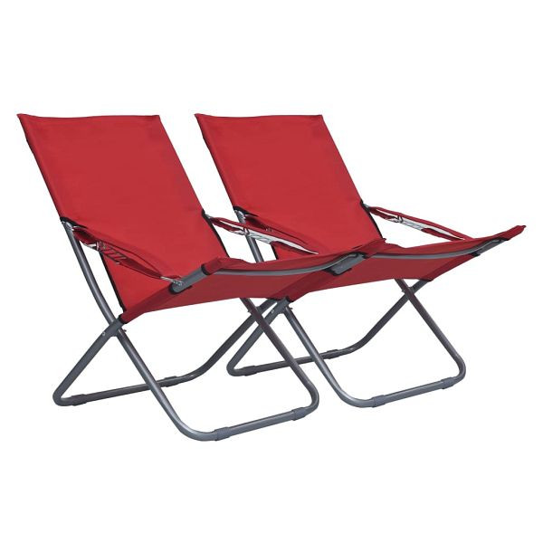 vidaXL Klappbare Strandstühle 2 Stück Stoff Rot, 47904, 8719883759937