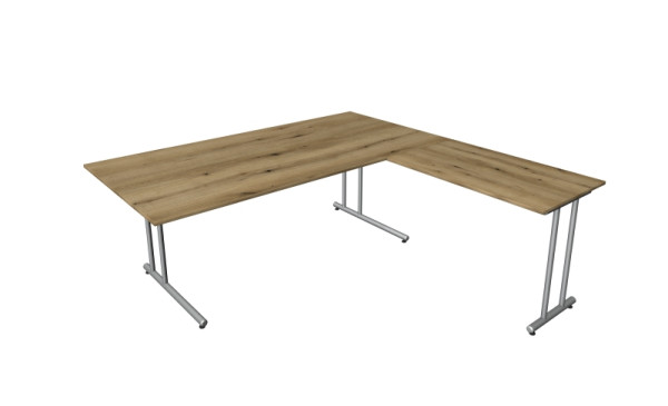 Kerkmann Winkelarbeitsplatz start-up, aus Schreibtisch B 2000 x T 1000 x H 750 mm und Anbautisch 1000 x 600 x 750 mm, Eiche, (Montage), 11436755-1