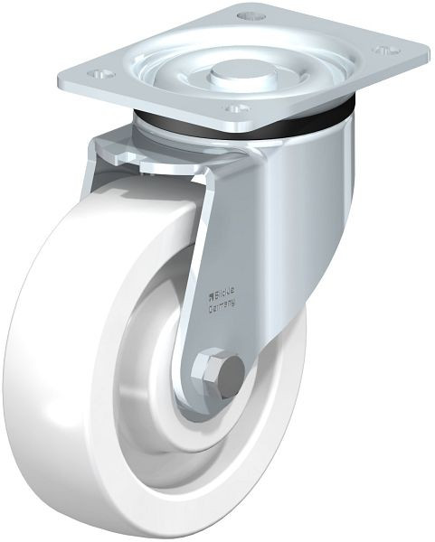 Blickle LK-SPO 160K Stahlblech-Lenkrolle, schwere Ausführung, mit Anschraubplatte, Polyamid, Weiß, 754874