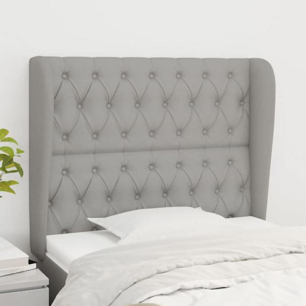 vidaXL Kopfteil mit Ohren Hellgrau 103x23x118/128 cm Stoff, 3118282