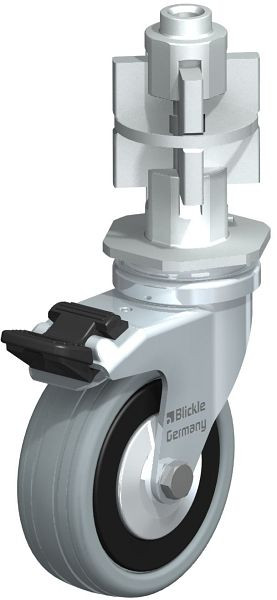Blickle LRA-VPA 75G-FI-FA-E07 Apparate-Lenkrolle mit Expander & Feststeller, Vollgummi, Grau, 751155