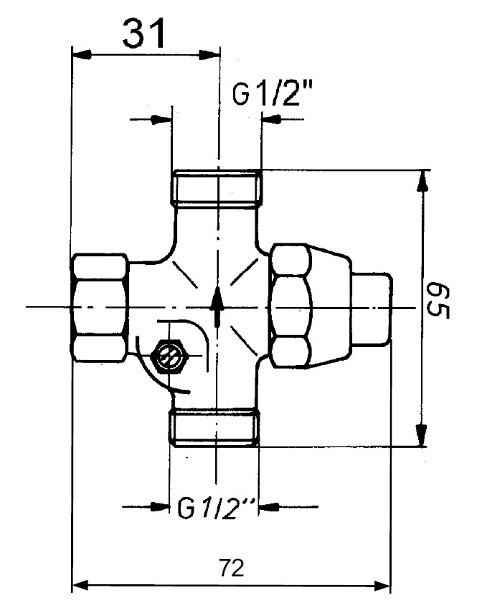 Benkiser Selbstschlussventil 1/2 Zoll x 1/2 Zoll, 1/2 Zoll Anschlussgewinde, (DN15) 1/2 Zoll Abgangsgewinde, chrom, 0610510