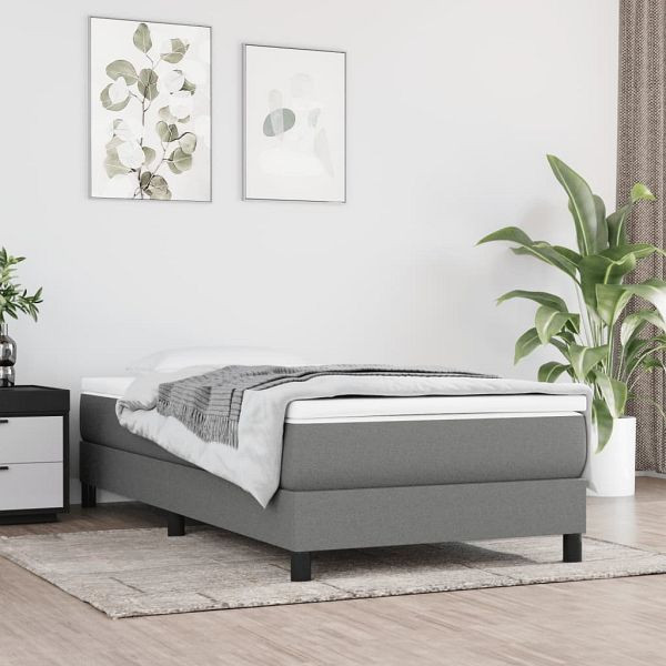 vidaXL Boxspringbett mit Matratze Dunkelgrau 90x190 cm Stoff, 3144038