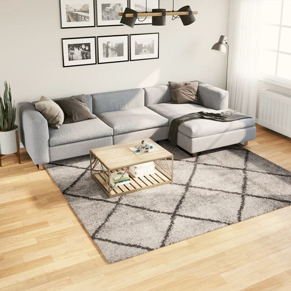vidaXL Shaggy-Teppich Hochflor Modern Beige Anthrazit 240x240 cm, 375394