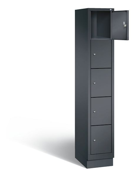 C+P Schließfachschrank Evolo, H1800xB320xT500mm, Farbe: Schwarzgrau, 48020-105 S10031