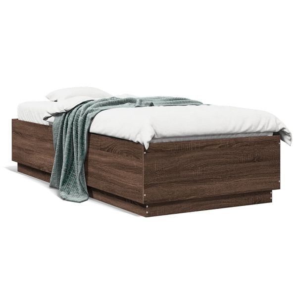 vidaXL Bettgestell Braun Eichen-Optik 90x200 cm Holzwerkstoff, 3209729
