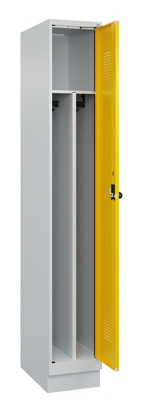 C+P Spind Evolo PLUS, mit Sockel, 1 Abteil, 1950x300x500mm, 7035/1023, Verschluss Drehriegel, 049020-10F S10001