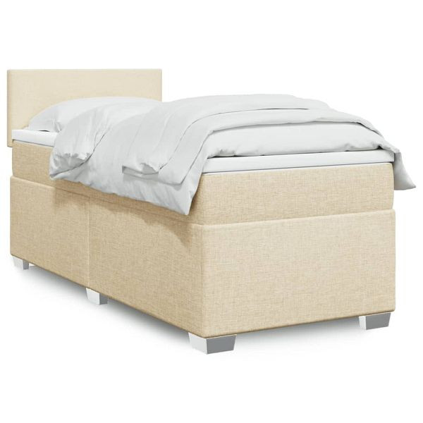 vidaXL Boxspringbett mit Matratze Creme 100x200 cm Stoff, 3285797