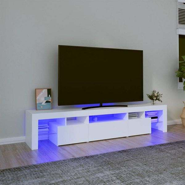 vidaXL TV-Schrank mit LED-Leuchten Weiß 200x36,5x40 cm, 3152810