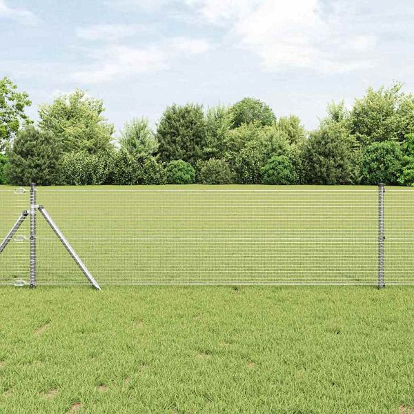 vidaXL Geschweißter Drahtzaun Silber 0,8 x 50 m Stahl, 42004959