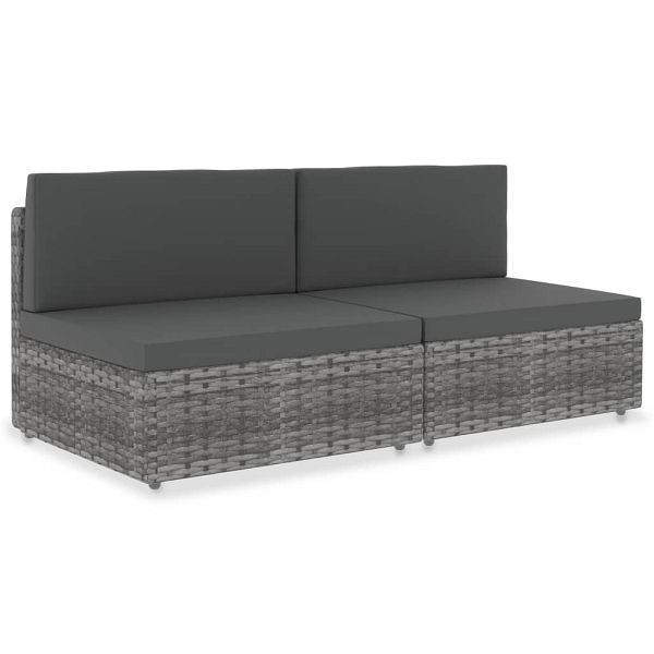 vidaXL Modulares 2-Sitzer-Sofa Poly Rattan Grau, 49523