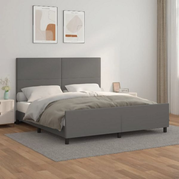 vidaXL Bettgestell mit Kopfteil Grau 160x200 cm Kunstleder, 3125461