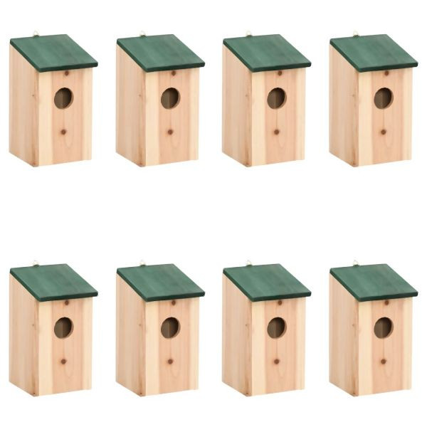 vidaXL Vogelhäuser 8 Stück Holz 12x12x22 cm Abmessung, 276006