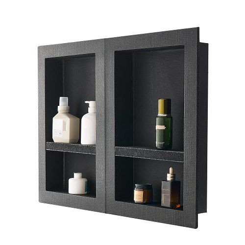 VEVOR Duschnische 40,6x61cm + Wandnische mit Regal, 10,2cm Seifen- & Shampoo-Organizer, schwarz für Badezimmer, SLLYBK4C16INUI9XP001V0
