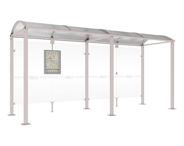 Procity Wartehalle Vierkantrohr - Ohne Seitenverkleidungen, Farbe RAL 7044, Maße: Breite 5000 x Höhe 2560 x Tiefe 1600 mm, 529209.7044