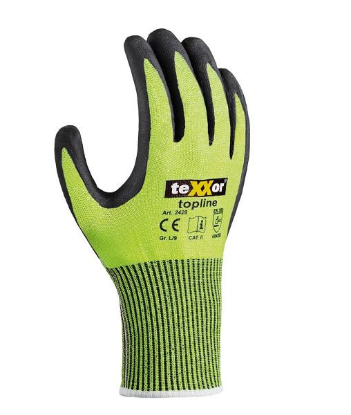 teXXor Schnittschutz-Strickhandschuhe BESANDETE NITRILBESCHICHTUNG, gelb/schwarz, Größe: 8, VE: 12 Paar, 2428-8