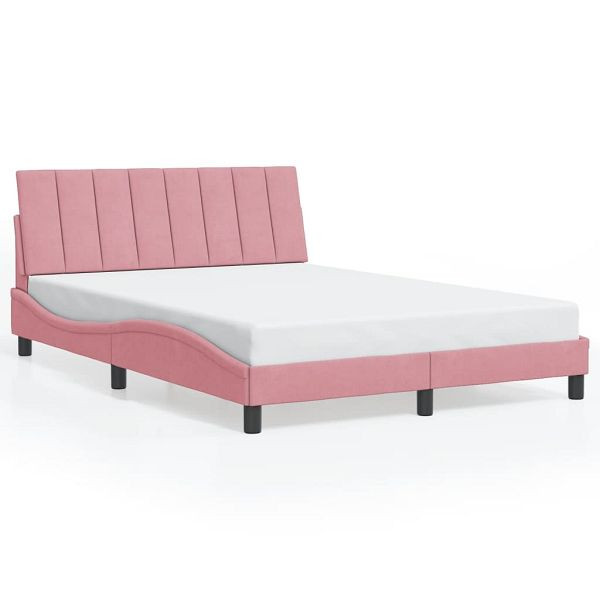 vidaXL Bettgestell mit Kopfteil Rosa 140x200 cm Samt, 3207854