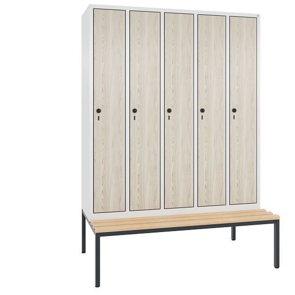 C+P Spind Evolo, 5 Abteile, H2090xB1480xT815 mm, Weiß/HPL Esche, 48050-50 S10291