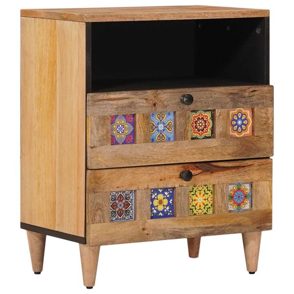 vidaXL Nachttisch Natur 50 x 33 x 60 cm Massivholz Mango, 4018270