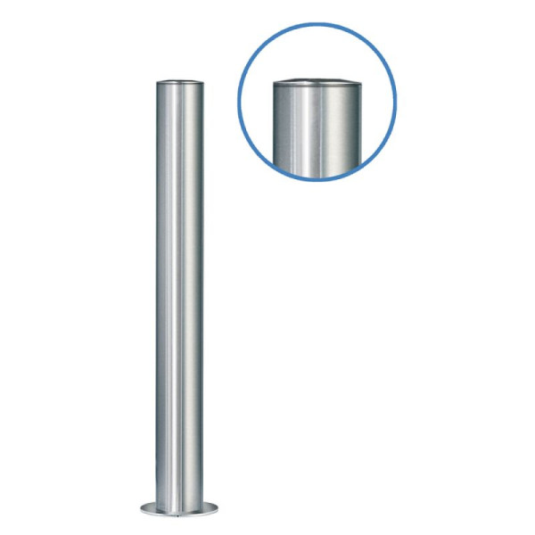 Stein HGS Absperrpfosten -Acero Flachkopf- (V2A) Ø 102 mm aus Edelstahl, zum Aufdübeln, selbstaufrichtend, bis 30° mit Sollbruchstelle, glasperlengestrahlt, 32324-gg