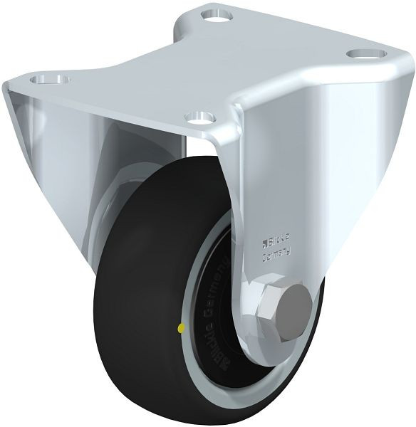 Blickle BK-PATH 80K-ELS Stahlblech-Bockrolle, schwere Ausführung, mit Anschraubplatte, Thermoplastisches Polyurethan, Grau, 852282