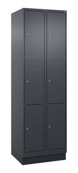 C+P Schließfachschrank Classic PLUS, Sockel, 2 Abteile mit je 3 Fächern, 1950x600x500mm, 7016/7016, 080020-203 S10015