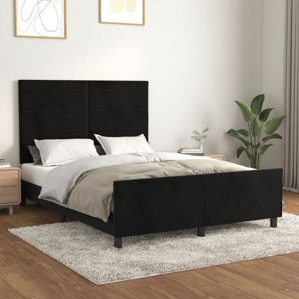 vidaXL Bettgestell mit Kopfteil Schwarz 140x200 cm Samt, 3125820