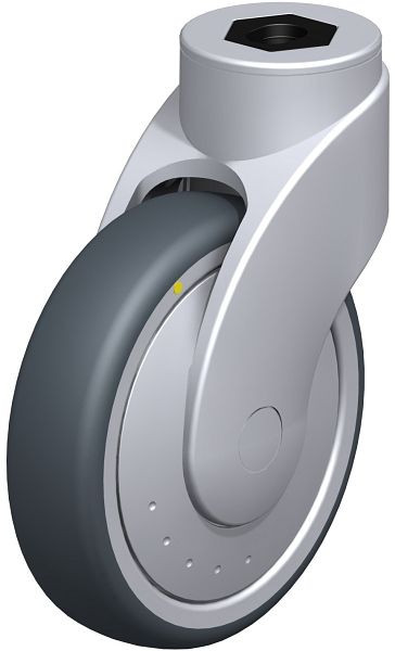 Blickle LWGE-TPA 126K-11-ELS-FK Kunststoff-Lenkrolle WAVE mit Rückenloch, Thermoplastisches Gummi-Elastomer, Grau, 745364