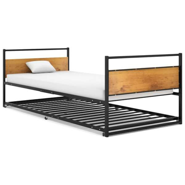 vidaXL Ausziehbett Schwarz Metall 90x200 cm, 324748, 8720286195505